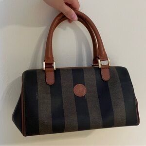 Fendi Penguin Striped Boston Bag